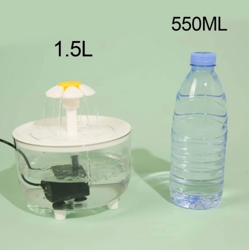 Transparent Pet‎ Water Fountain Automatic Cat & Dog Flower USB Powered Dispenser - Picture 7 of 14